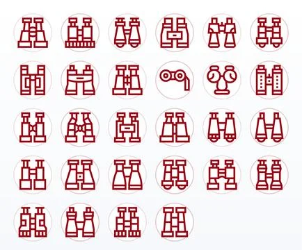 Bold Line Detail Enhanced Vector Icons from Spotting Scope Set with 28 256x.. Stock Illustration