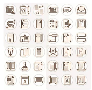 Bold Line Detail Enhanced Vector Icons from Note Set with 36 High Resolutio.. 库存插图