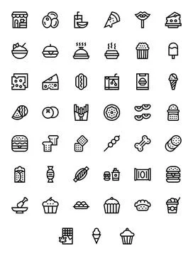Bold Line Display Perfect Vector Icons from Snack Set with 45 Retina Ready .. Stock Illustration