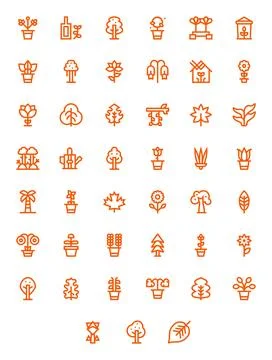Bold Line Display Perfect Vector Icons from Foliage Set with 45 256x256 Icons Illustrazione stock