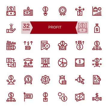 Bold Line Display Perfect Vector Icons from Profit Set with 32 64x64 Icons Stock Illustration