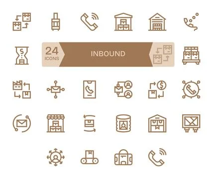 Bold Line Display Perfect Vector Icons from Inbound Set with 24 256x256 Icons Stock Illustration