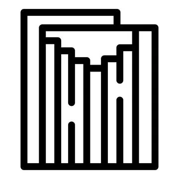 Bold line icon representing a waterfall flowing down Stock Illustration