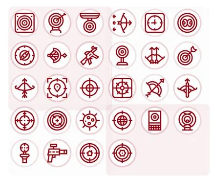 Bold Line Pixel Aligned Vector Icons from Aiming Set with 28 128x128 Icons Stock Illustration