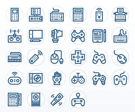 Bold Line Pixel Aligned Vector Icons from Input Device Set with 28 256x256 .. Illustrazione stock
