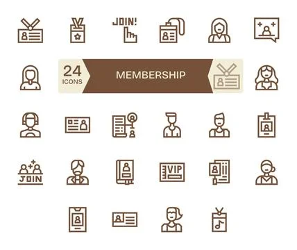 Bold Line Pixel Aligned Vector Icons from Membership Set with 24 High Resol.. Stock Illustration