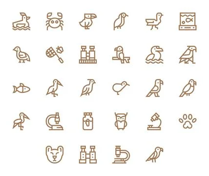 Bold Line Pixel Optimized Vector Icons from Zoology Set with 28 128x128 Icons Stockillustratie