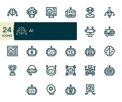 Bold Line PIXEL Perfect Vector Icons from Ai Set with 24 64x64 Icons Stock Illustration