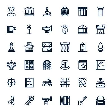 Bold Line Style Classic Vector Icons with 36 64x64 PIXEL Perfect Designs Illustrazione stock