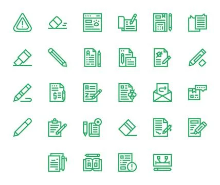 Bold Line Style Correction Vector Icons with 28 64x64 PIXEL Perfect Designs Stock Illustration