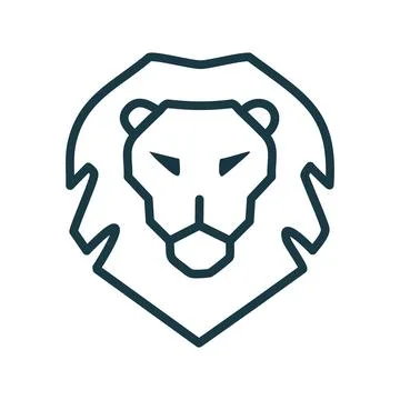 Bold lion head icon design. This minimalist lion head icon conveys strength.. Stock Illustration