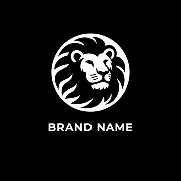 Bold lion head logo in circular emblem for luxury branding and powerful business Stock Illustration