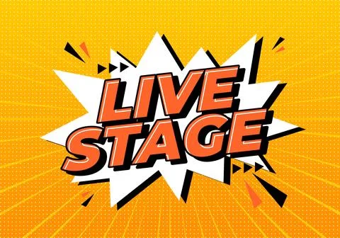 Bold Live Stage Text Effect with Dynamic Comic Style Background Stock Illustration