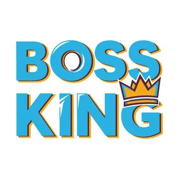 A bold logo featuring the words BOSS KING with a crown symbol tshirt design Stock Illustration