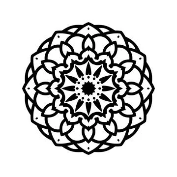 Bold Lotus Inspired Mandala with Layered Petal Geometry Stock Illustration