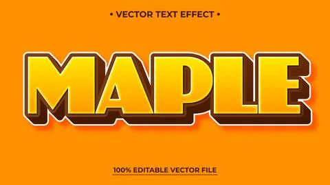Bold Maple Text Effect with Brown Shadow and White Outline on Orange Backgrou Stock Illustration