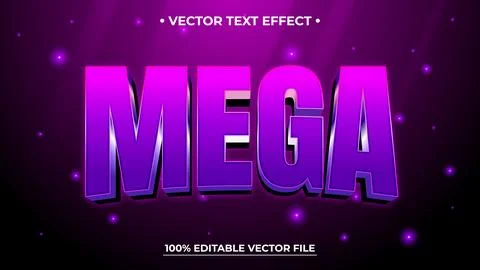 Bold Mega Text Effect with Purple Gradient and Editable Vector Design on Da.. Stock Illustration