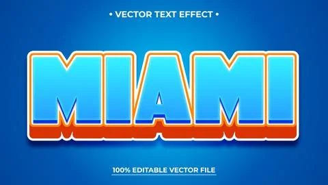 Bold Miami Text Effect with Orange Outline and Editable Vector Design 스톡 일러스트