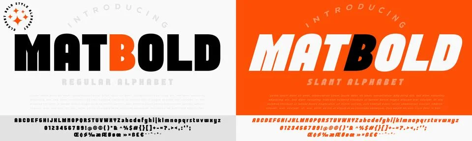 Bold Modern Display Font Vector Heavy Sans Serif Regular and Slant Stock Illustration