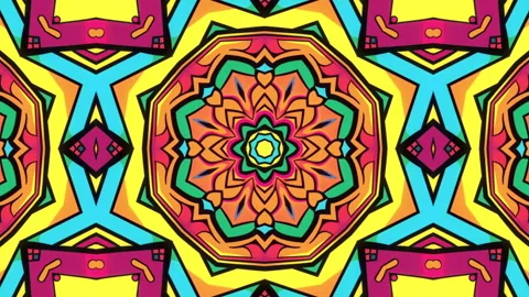 Bold multicolor Aztec-inspired geometric pattern with a modern twist. Stock Footage 266707091