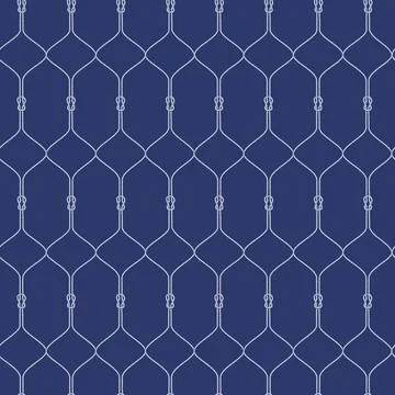Bold nautical lattice pattern featuring interlocking sailor ropes and decor.. Stock Illustration
