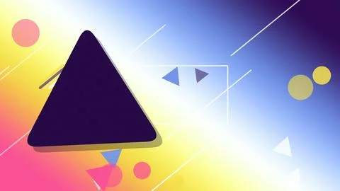 A bold navy triangle stands against a luminous multicolor glow, surrounded .. Stock Illustration