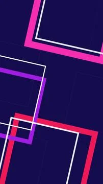 Bold neon frames and layered geometric lines glow against a deep purple bac.. Stock Illustration