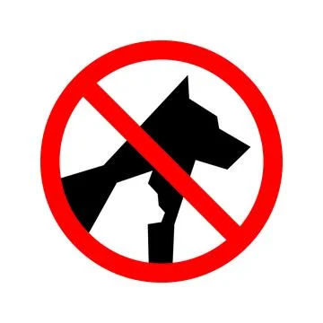 Bold no pets allowed prohibition sign featuring black vector silhouettes of a 库存插图