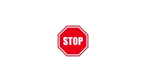Bold octagonal red stop sign with white text animation on clean light white.. Stockbeeldmateriaal 336657769