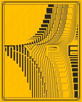 Bold Optical Illusion Text Poster Yellow Black Geometric Typography Design イラスト素材