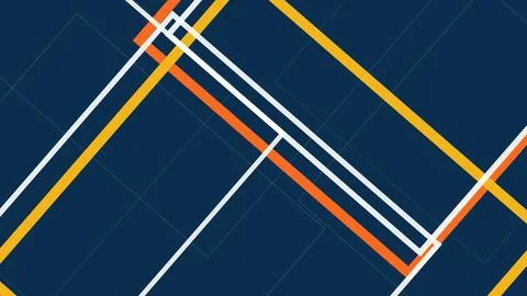 Bold orange and golden pathways meet clean white contours over deep blue, o.. Ilustração Stock