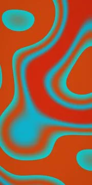 Bold orange and red fields contain glowing cyan organic lines and rounded s.. Stock Illustration