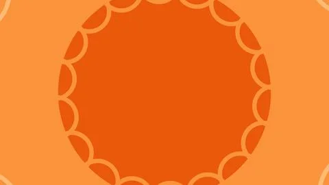 A bold orange background features a large central circle with decorative ligh Stock Illustration