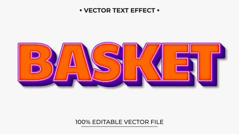 Bold Orange "BASKET" Text Effect with Purple Outline and Shadow on White Ba.. Stock Illustration