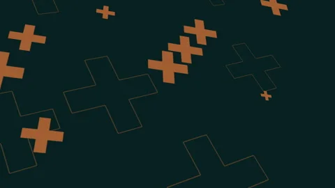 Bold orange crosses set on black background in diagonal pattern Stock Footage 251965932