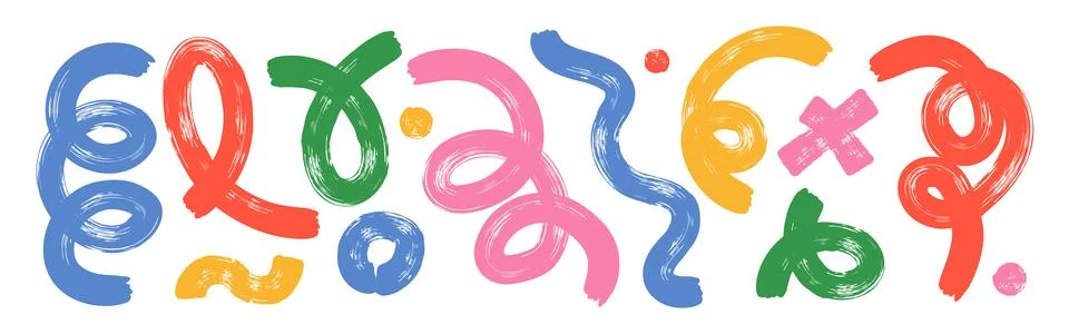 Bold organic squiggle lines with thick curved brush strokes. Abstract doodl.. Stock Illustration