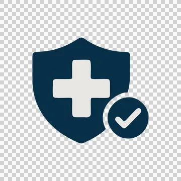 Bold Outline Handdrawn Shield with Plus Sign and Checkmark Symbol Icon Stock Illustration