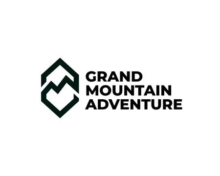 Bold outlined letter M mountain logo. Modern and clean mountain logo Stock Illustration