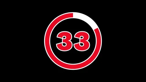 Bold outlined red 40-second countdown with white progress ring on black bg Video stock 284905559