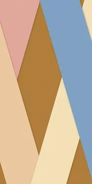 Bold overlapping polygons in muted blue, brown, blush, and ivory form a ref.. Stock Illustration