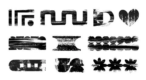 Bold paint strokes with brush texture, roller line Stock Illustration