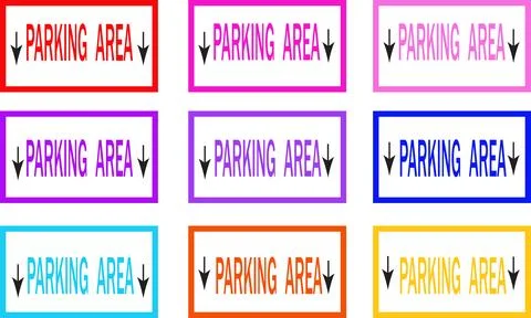 Bold parking fee labels in colored boxes for digital dashboard web layouts Stock Illustration