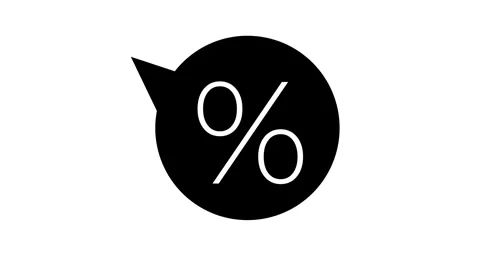 Bold percentage icon in a speech bubble representing discount, promotion, or Stock Footage 304966441