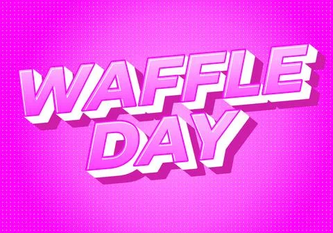 Bold pink 3d text reading waffle day on a magenta dotted background, playfu.. Stock Illustration