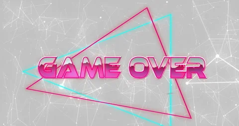 Bold pink Game Over text with geometric lines and abstract background animation Stock Footage 305730699