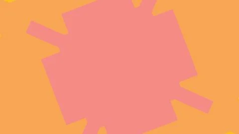 A bold pink geometric shape with irregular extensions sits atop a warm orange 库存插图