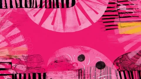 Bold Pink Hand-Drawn Grunge Pattern Background with Graphic Collage Vídeo Stock 328313998