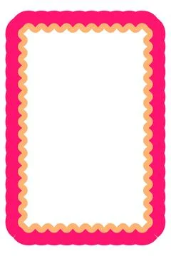 Bold Pink Rectangle Frame Vector Illustration Decorative Scalloped Rounded .. Stock Illustration
