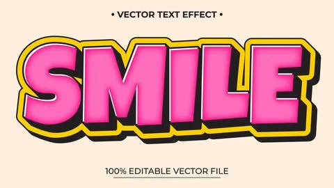 Bold Pink Smile Text Effect with Yellow and Black Outlines on Beige Backgroun Illustrazione stock