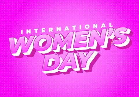 Bold pink typographic design reading international womens day with 3d lette.. Stock Illustration